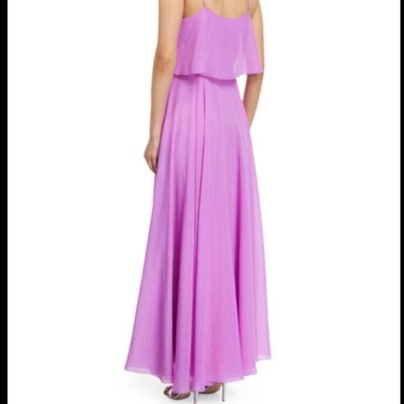 NEW Halston Heritage Sleeveless Flounce Bodice Long Formal Dress in Tulip Sz 10 - Picture 2 of 10